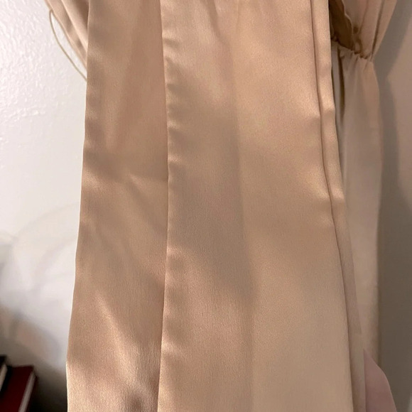 Show Me Your Mumu Samantha Ruffle Wrap Style Satin Dress Champagne Gold Sz XS - Picture 5 of 13
